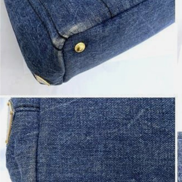 PRADA Canapa Tote Bag Very Good Denim Navy - Picture 8 of 12